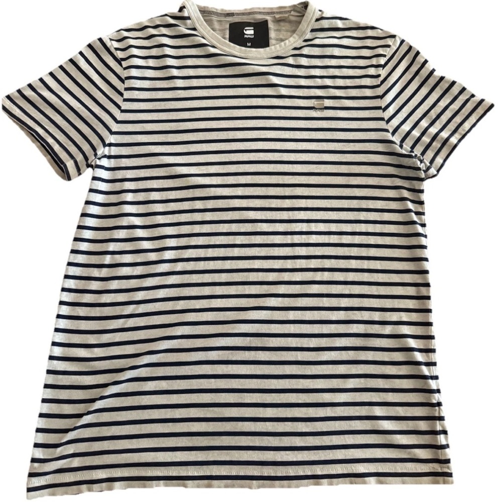 G-Star Raw Rancis Stripe R T Shirt Short Sleeve Size M Gray Blue Men's